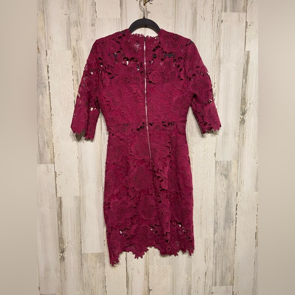 Lulus A Fine Romance Magenta Lace Sheath Mini Dress Medium - Picture 10 of 13